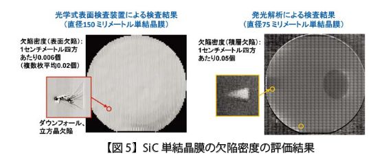 SiC 単結晶膜の欠陥密度の評価結果
